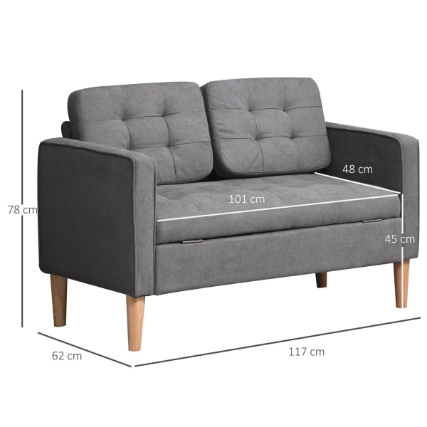 Rootz Soffa - 2-sits - Dubbel bäddsoffa - Grå - 111 x 62 x 78 cm