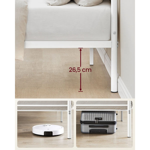 Rootzin valkoinen metallisängyn runko - King-size-vuode - jauhemaalattu runko - Heavy Duty - 207,6 cm x 161,8 cm x 86,4 cm