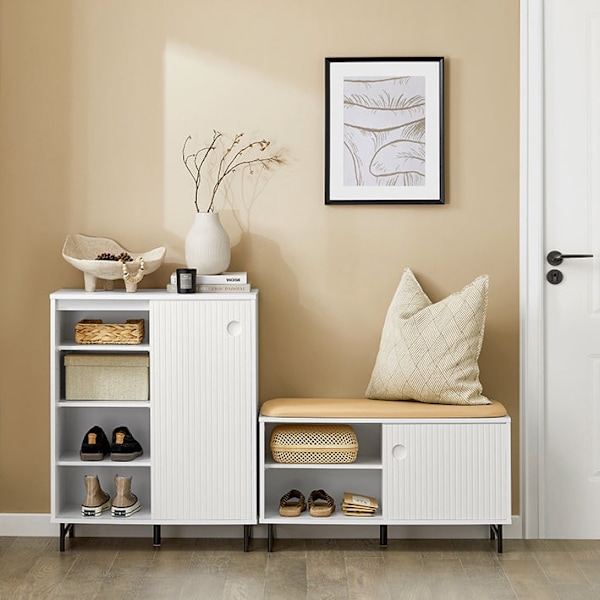 Rootz Modern skænk - Skoskab - Opbevaringskommode - MDF & Metal Build - Justerbare hylder - Alsidig brug - 70 cm x 87 cm x 37 cm