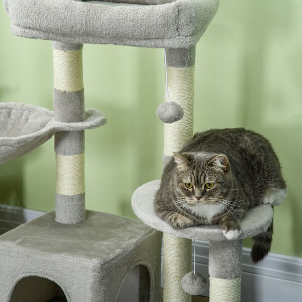 Rootz Cat -radutuspylväs - Moniaktiivisuuskeskus - Cat Tree - Viihdyttää ja suojaa huonekaluja - 65L x 30W x 104H CM