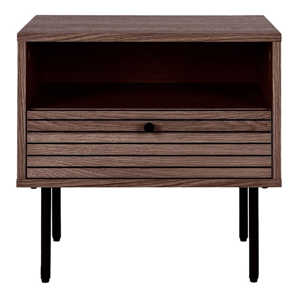 Rootzin sivutaulukko 1 Laatikko - Oak Veneer - Päätypöytä - Mustametallit - Tyylikkät ja kestävä - 50 cm x 40 cm x 50 cm