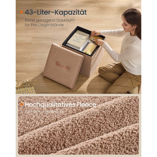 Rootz Brown Storage Affol - Seat Chest - Folding Ottoman - 43L Kapacitet - 38 cm x 38 cm x 38 cm