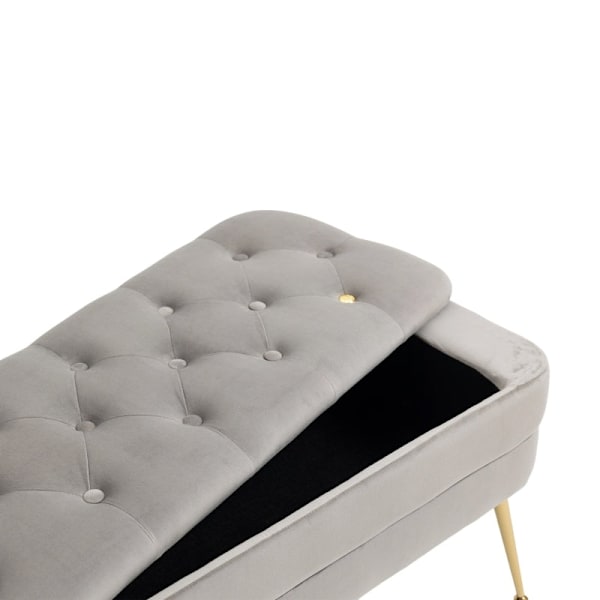 Rootz Velvet Puff Bench - Ottoman - Velvet Storage Bench - Bekväm sits - 104cm x 40cm x 51cm