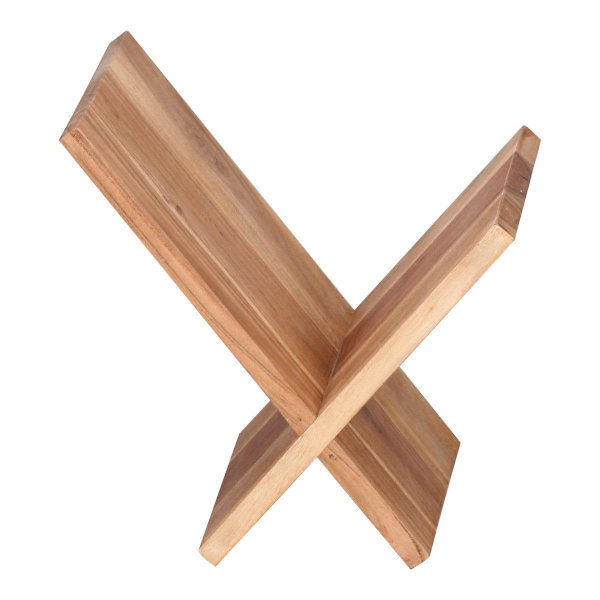 Rootz tidningsställ i massivt trä akacia X-form 31 cm tidningsställ design prospekthållare lantlig stil