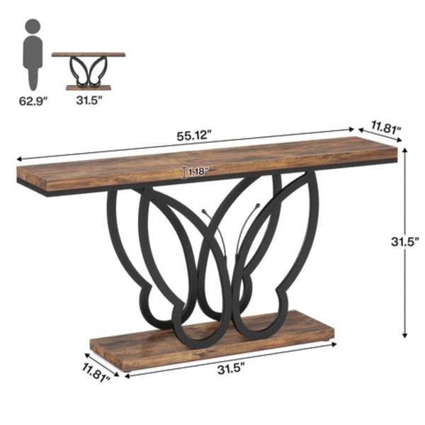 Rootz Konsolbord - Hallbord - Entrébord - Slitstark trä/metallram - 140cm x 30cm x 80cm