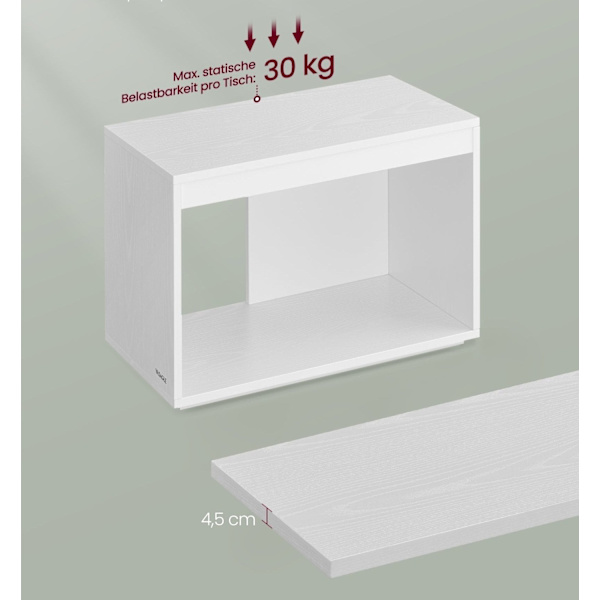 Rootz 3-delt sofabord - Redeborde - Spånplade - Opbevaringsplads - 30 cm x 60 cm x 40 cm - Snehvide