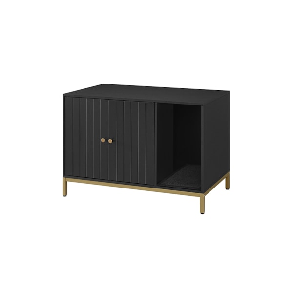 Rootz Cat kattebakkeskab - Kradsestolpe - Guldben - Spånplade og stål - Stor 80 x 50 x 55 cm - 16,3 kg - Sort-Guld - 60 kg Kapacitet