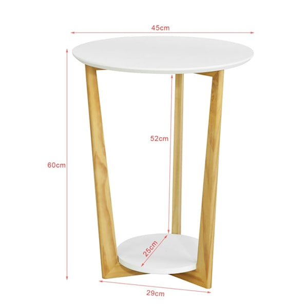 Rootz Elegant Sidebord - Balkonbord - Sofabord - MDF og fyrretræ - Dobbelt opbevaringshylder - Ridsefast - 60cm x 45cm/25cm