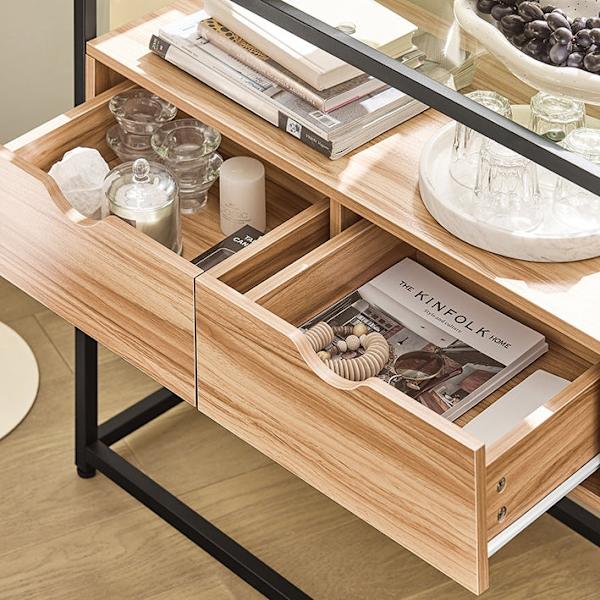 Rootz Modern Senkki -konsolipöytä - Eteisen pöytä - Sivupöytä - Lasinen kansi - Tilava säilytystila - Tukeva muotoilu - Säädettävät jalat - 81 cm x 78