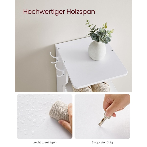 Rootz spånplade skostativ - Hvid skoholder - Opbevaringsstativ - Robust konstruktion - Nem montering - Pladsbesparende - 30 cm x 26,4 cm x 110,4 cm
