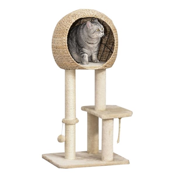 Rootz Cat Tree Skrapstolpe - Beige - Konstruerat trä, plysch, Sisal - 18,89 cm x 15,74 cm x 39,37 cm