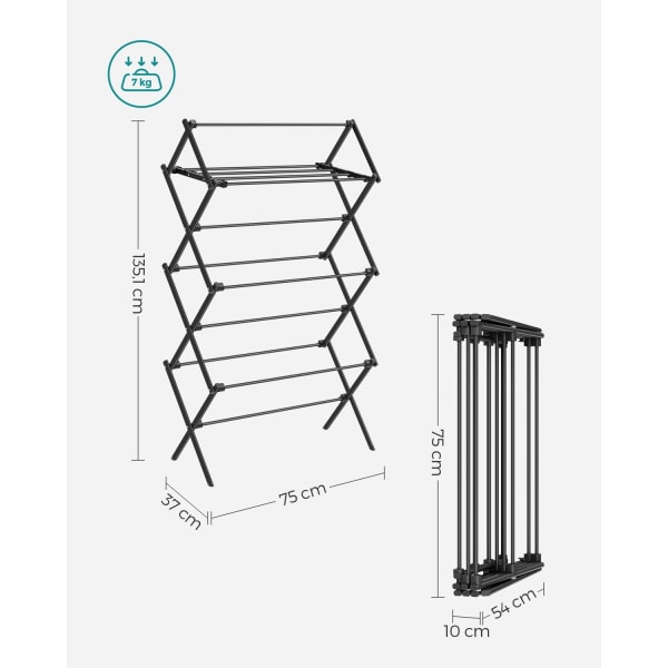 Rootz bærbar campingstol i sort stål - Sammenklappelig strandstol - Letvægts udendørsstol - Stål- og PP-konstruktion - 37 cm x 75 cm x 135,1 cm - Komp