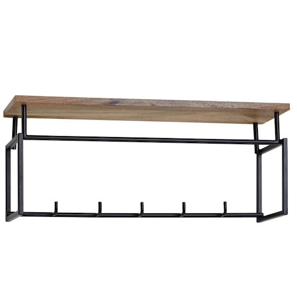Rootz design seinävaatekaappi mango massiivipuu metalli 71x29x20 cm - Koukkutanko hyllyllä ja vaatetanko - Eteisen vaatekaappi vaatekaappi seinäpuuta