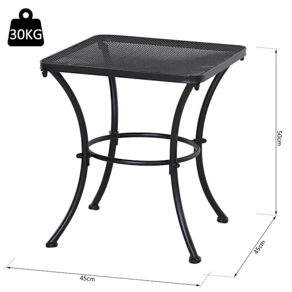 Rootz Garden Soffbord - Tebord - Sidobord - Fyrkantigt bord - Metall - Svart - 45 x 45 x 50 cm