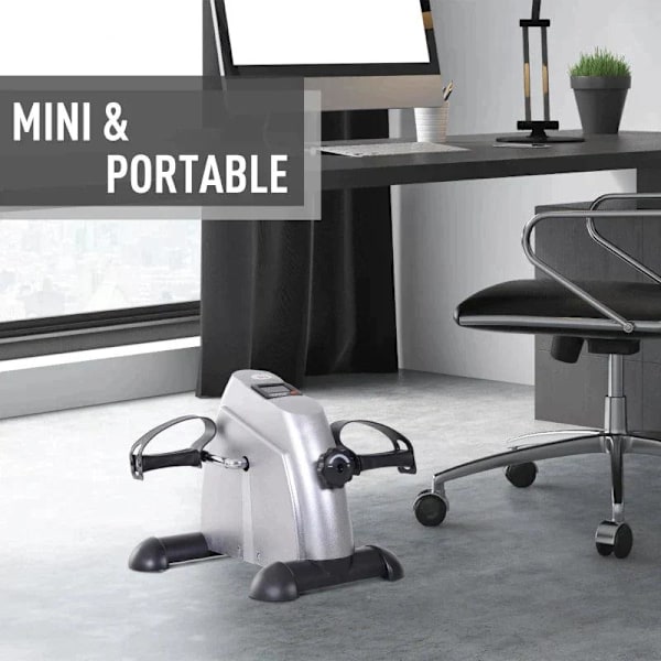 Rootz Mini motionscykel - Bentræner - Pedaltræner - Træningscykel - Cykelenhed - Sølv - 9Wx 40Dx 31Hcm