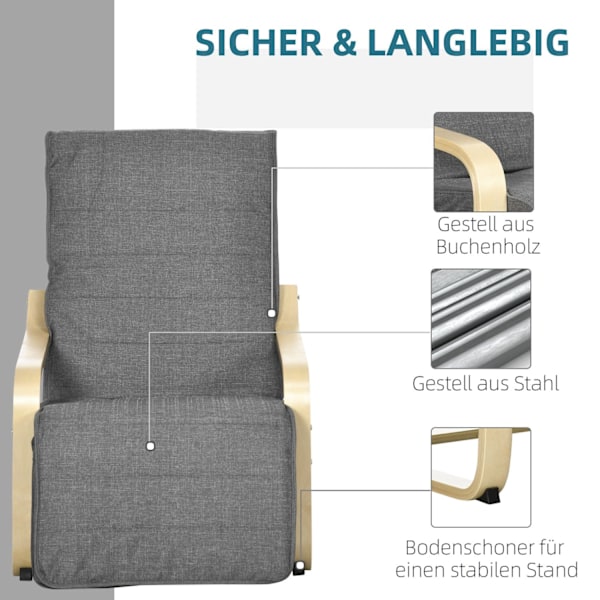 Rootz Accent Chair - Relaxation Chair - Recliner - Justerbar fotstöd - Björkved - 66,5 x 94 x 100 cm