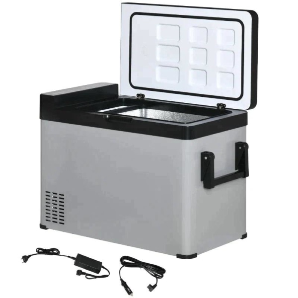 Rootz Bilkøleskab - Bilkøleboks - 50L Køleboks - Rejsekøleskab - Køleskab - Med LCD Display - Grå/Sort - 75L x 36W x 49,5H cm