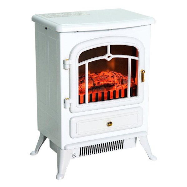 Rootz El-pejs - Pejs - El-komfur - Flammeeffekt - Metal - Hvid - 41,5 x 28 x 54,8 cm