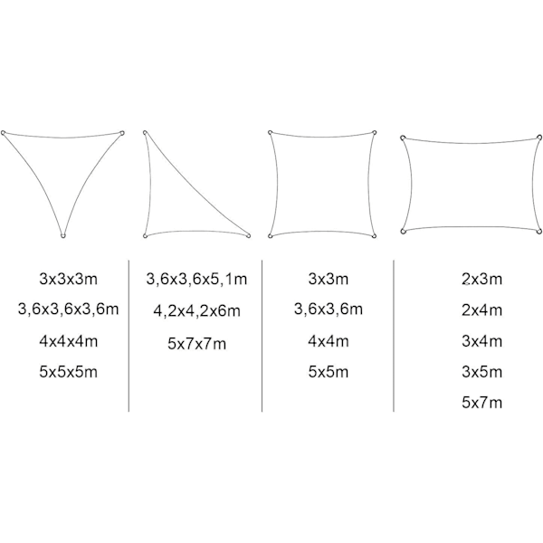Rootz Sun Sail Shade Canopy - UV-beskyttelse - Rivefast - Nem installation - HDPE-stof - 180g/m² - Grå - 3 øjer - 1,5 m reb - 180 cm x 180 cm
