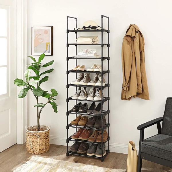Rootz opbevaringsstativ - 10 niveauer - Skoskab - Skostativ - 45 x 30 x 174 cm - Sort