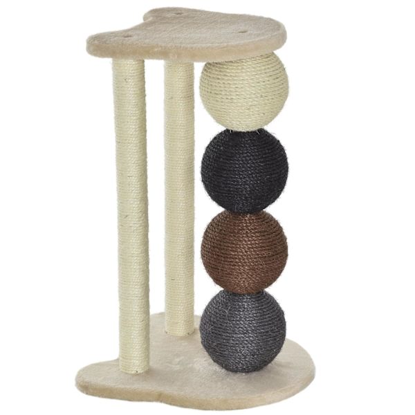 Rootz Kradsestolpe Kat - Beige - Spånplade, Plys, Sisal - 14,96 cm x 14,96 cm x 25,19 cm