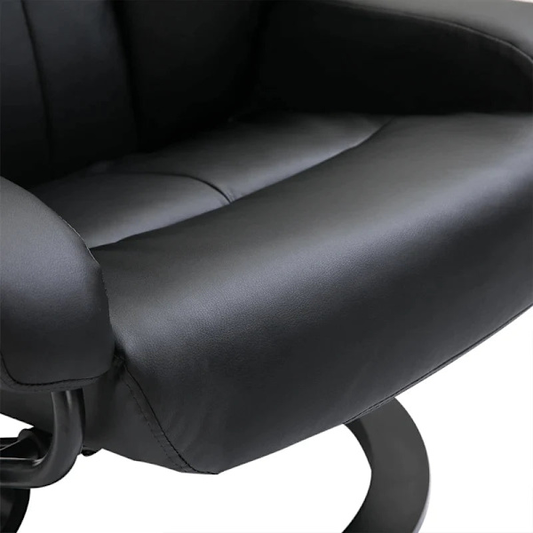 Rootz massagestol - fotpall - 10 vibrationspunkter - 145° justerbart ryggstöd - Elegant+slät - konstläder - svart - 76L x 80W x 102H cm