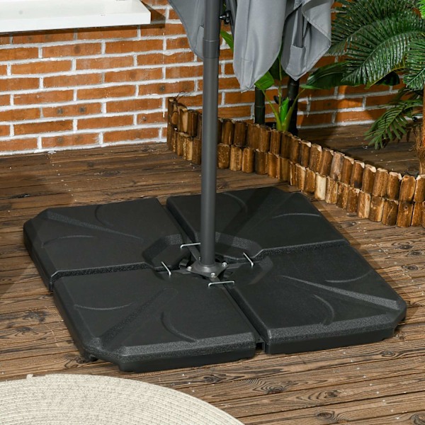 Rootz Parasol -jalustan pohjapainot - täyteainetta HDPE -muovi - sateenvarjopainot - turvallinen parasoli koko päivän - 103x103x8,3 cm - musta