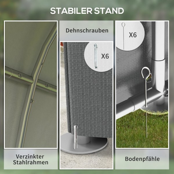 Rootz Værktøjsskur - Udendørs opbevaring - Cykelskur - Motorcykelgarage - UV-resistent presenning - Galvaniseret stål - 120 cm x 179 cm x 165 cm