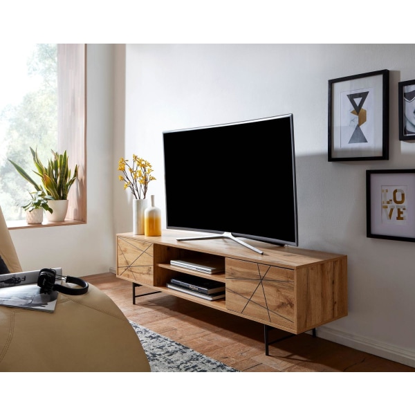 Rootz lowboard puinen tammi sisustus 160x45x40 cm TV lipasto kahdella ovella - Design TV kaappi korkea - TV taso TV kaappi moderni - TV lipasto olohuo