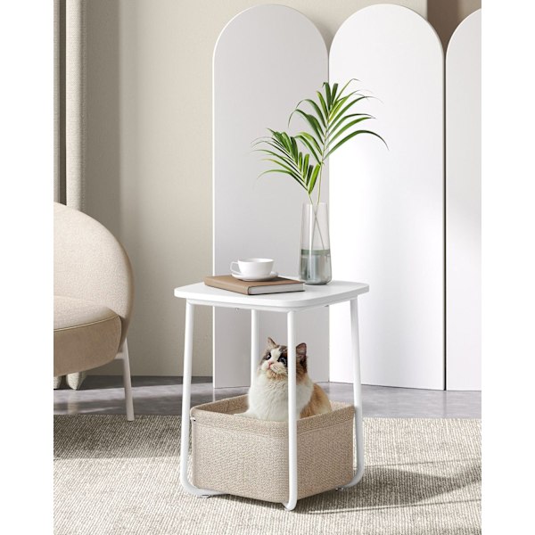 Rootz sidebord - endebord - natbord - spånplade stål polyester - 40 cm x 40 cm x 50 cm - mat hvid kamelbrun