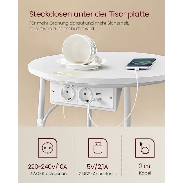 Rootz 3 stykke sæt sidebord - endebord - natbord - spånplade stål polyesterstof - mat hvid kamelbrun - 45 cm x 50 cm x 50 cm - 39,6 cm x 18,2 cm x 18,