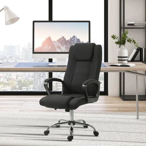Rootz Kontorstol - Computerstol - Vippefunktion - Nakkestøtte - Ergonomisk skrivebordsstol - Sort - 62 x 62 x 110-119 cm