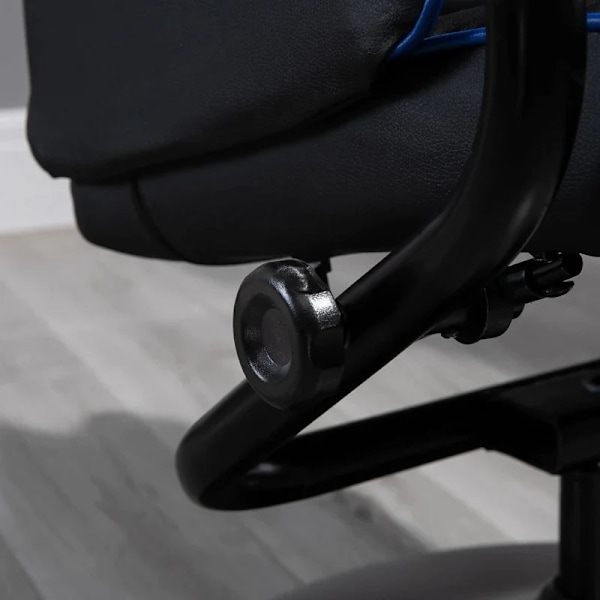 Rootz Relaxation Chair - Fotpall - Inklusive Nackstöd - Svankkudde - Ryggstöd Justerbart - Plast+stål - Mörkgrå + Blå - 67W x 82,5D x 103H cm