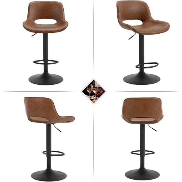 Rootz Barstolsset i konstläder - Bänkpallar - Vintage konstläder - Vattentät - 48cm x (85-105,5cm) x 49cm