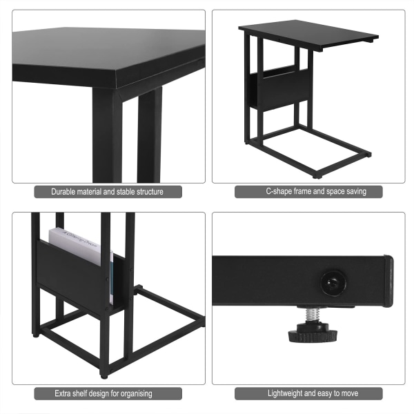 Rootz Soffbord - Sidobord - Avslutsbord - Loungebord - Vardagsbord - Accentbord - Svart - 55x36x59,5cm