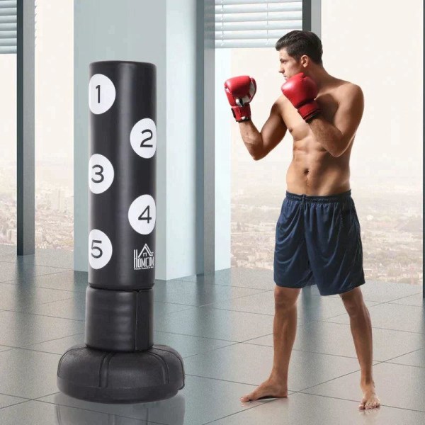 Rootz Stående Boksesæk - Boksesæk - Stander - Vinylpude - Boxing Partner - Sort - B70 x D70 x H176 cm