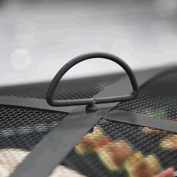 Rootz 3-in-1 Fire Pit - Fire Pit with Spark Guard - Grill Grate - Ice Bucket - Garden - BBQ - Black 76 x 76 x 47 cm