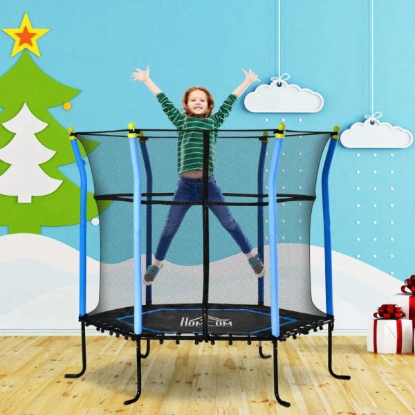 Rootz Trampolin - Mini Trampolin - Bouncer Jumper - Med indkapslingsnet - Blå - 163,5H cm