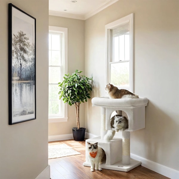 Rootz Cat Scratching Post - Cat Tree - Stor udsigtsplatform - Holdbar plys/sisal - 60 cm x 40 cm x 84 cm