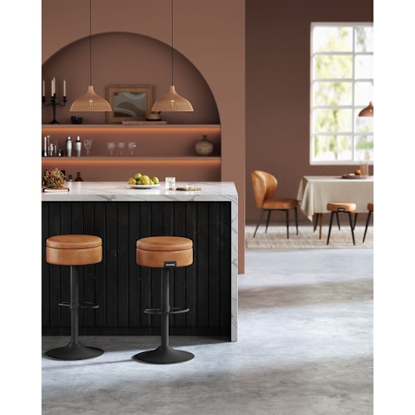 Rootz Barstol - Køkkentaburet - Stol i bordhøjde - Kunstlæder - 41 cm x 41 cm x (61,5-81 cm) - Stålstel - 7,4 kg - 120 kg Max belastning