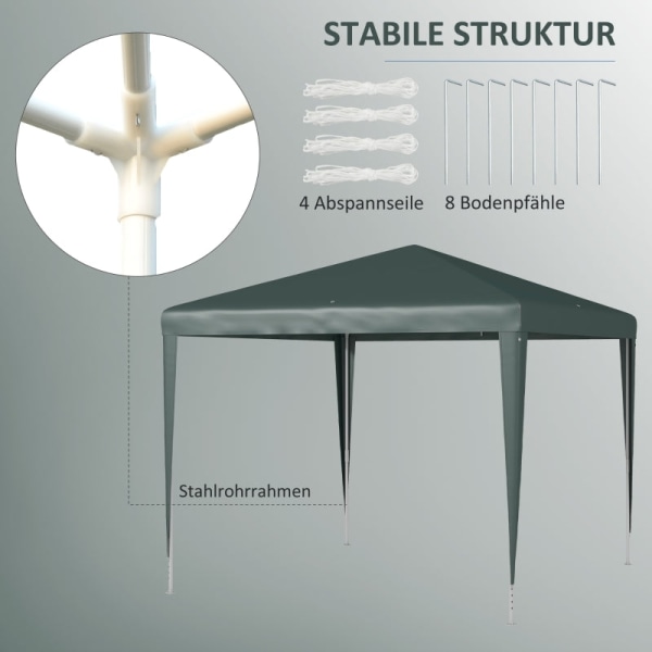 Rootz Pavilion 2,7x2,7m - Fällbart lusthus - Utomhustak - Snabbmontering - Rostsäker ram - Vattenavvisande tak - 270cm x 270cm x 255cm