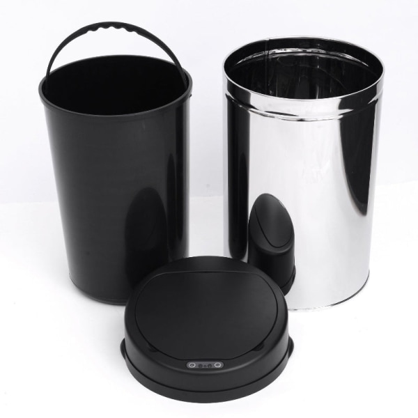 Rootz Rostfritt stål Automatisk sensor soptunna - Beröringsfri papperskorg - Rörelsesensor - Hygienisk - Bekväm - Snygg - Ø30,5 x H51,5 cm