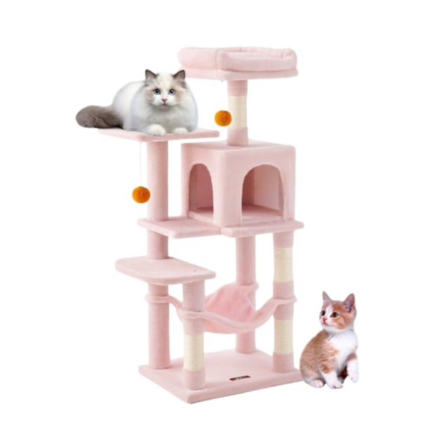 Rootz multi -etagers kattetræ - Scratching Post - Cat Tower - Cave & Hammock - 45x35x112cm