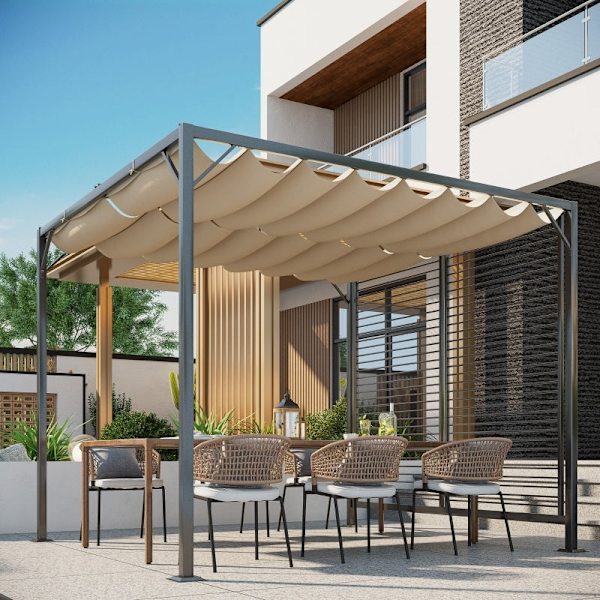 Rootz Gazebo Pergola - Ulkopaviljonki - Juhlateltta - UV- ja vedenkestävä - Säädettävä varjostin - Tukeva metallirunko - 300cm x 280cm x 238cm