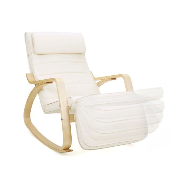 Rootz keinutuoli - Puinen keinutuoli - Moderni keinutuoli - Klassinen keinutuoli - Mukava keinutuoli - Keinutuoli rentoutumiseen - Beige - 67 x 115 x