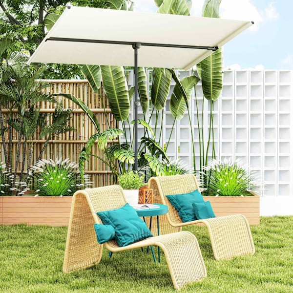 ROOTZ PARASOL - ROTATERING SUNSHADE - Justerbar haveskærm - UV -beskyttelse UPF 50+ - 150x205 cm hvid og sort
