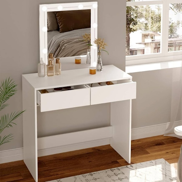 Rootz Justerbart LED-ljus Sminkbord - Sminkbord - Makeup Station - Ljusstyrka - Gott om förvaring - Hållbar konstruktion - 80 cm x 132,5 cm x 39,5 cm