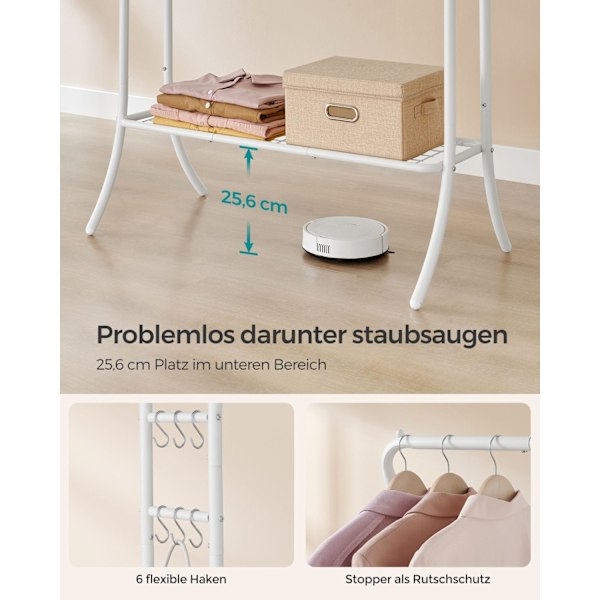 Rootz Tøjstativ - Tøjstativ - Stålgarderobe - Kraftig - Skyhvid - 46 cm x 100 cm x 155 cm - 5,4 kg - 115 kg Kapacitet