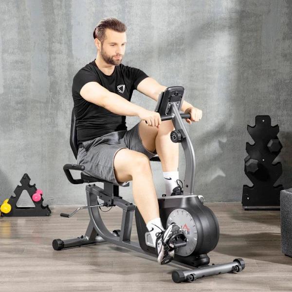 Rootz Bike Trainer - Motionscykel - Fitnesscykel - LCD-skærm - Med 8-niveaus modstand - Stål - Grå + Sort + Sølv - 122-137 x 62 x 103 cm