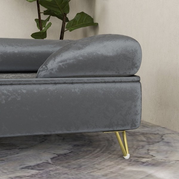 Rootz Pet Soffa Solstol - Hundsäng - Vadderad kudde - Sammetsöverdrag - Avtagbar tvättbar - Träram - 76cm x 53,5cm x 34cm
